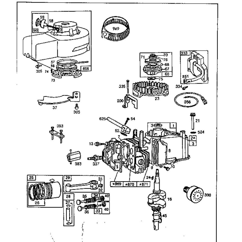 4-Cycle Engine Diagram and Parts List for 92500-92599 3152-01-3152-01 Briggs and Stratton Engine